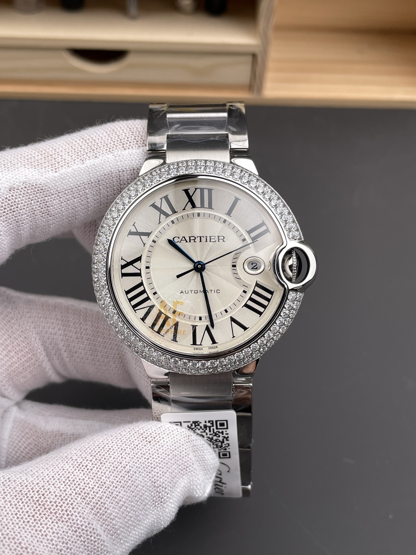 Ballon Bleu Double Row Diamond Bezel Steel Bracelet