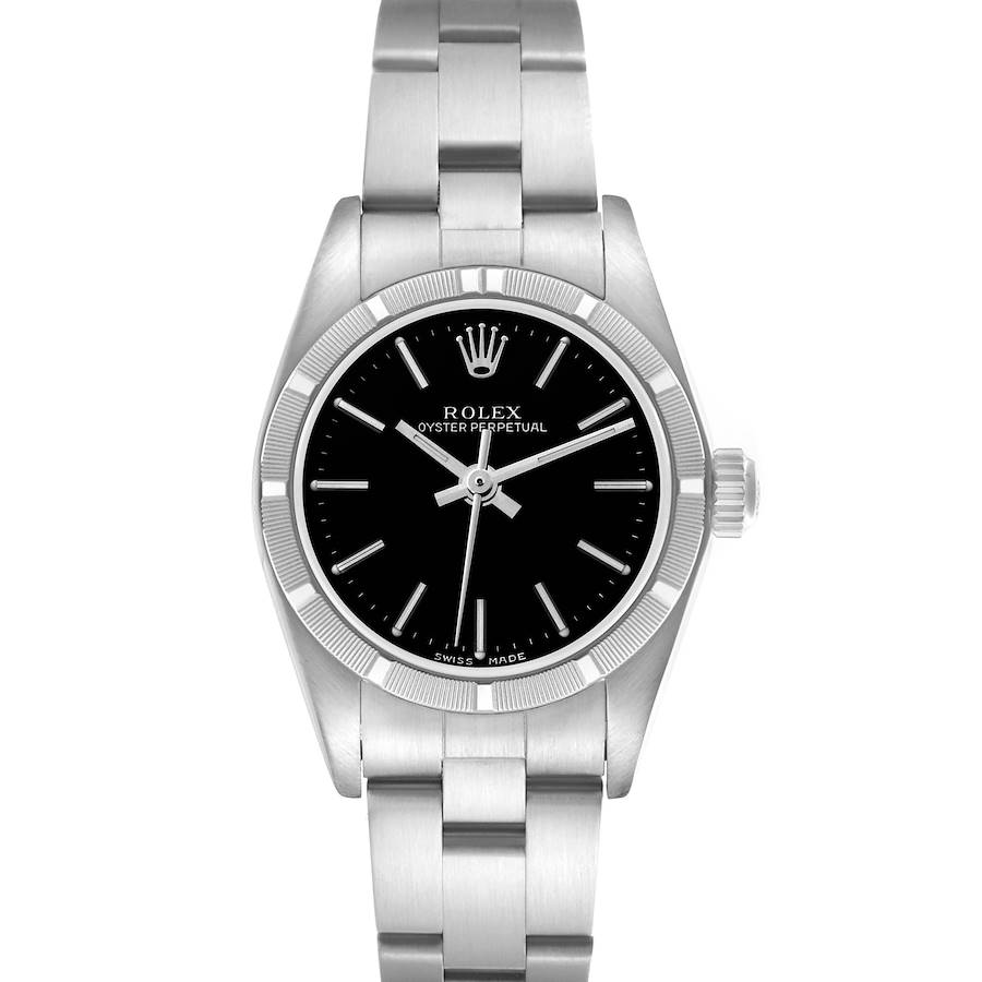 Rolex Oyster Perpetual Steel Black Dial Ladies Watch 76030