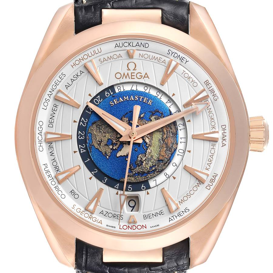 Omega Aqua Terra 43 Worldtimer Rose Gold Mens Watch 220.53.43.22.02.001