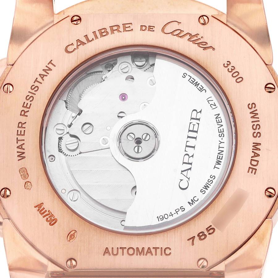 Cartier Calibre Rose Gold Silver Dial Automatic Mens Watch W7100009