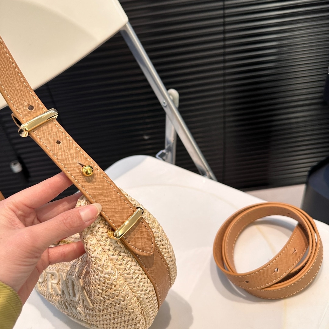 Prada Arqué Crochet Shoulder Bag Natural 22Cm 1Bc194 2M2T F0018 V Ouo