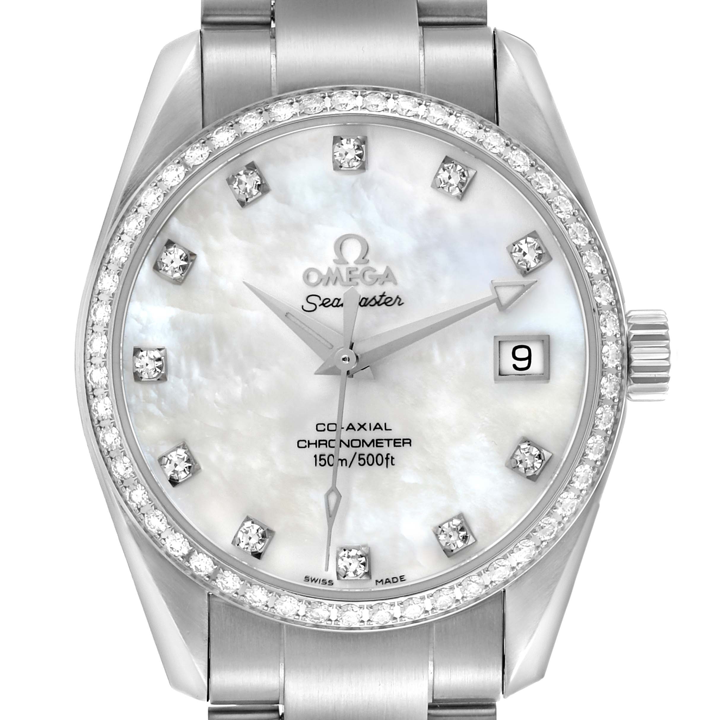 Omega Aqua Terra Steel Mother Of Pearl Diamond Ladies Watch 36.0 MM 2509.75.00