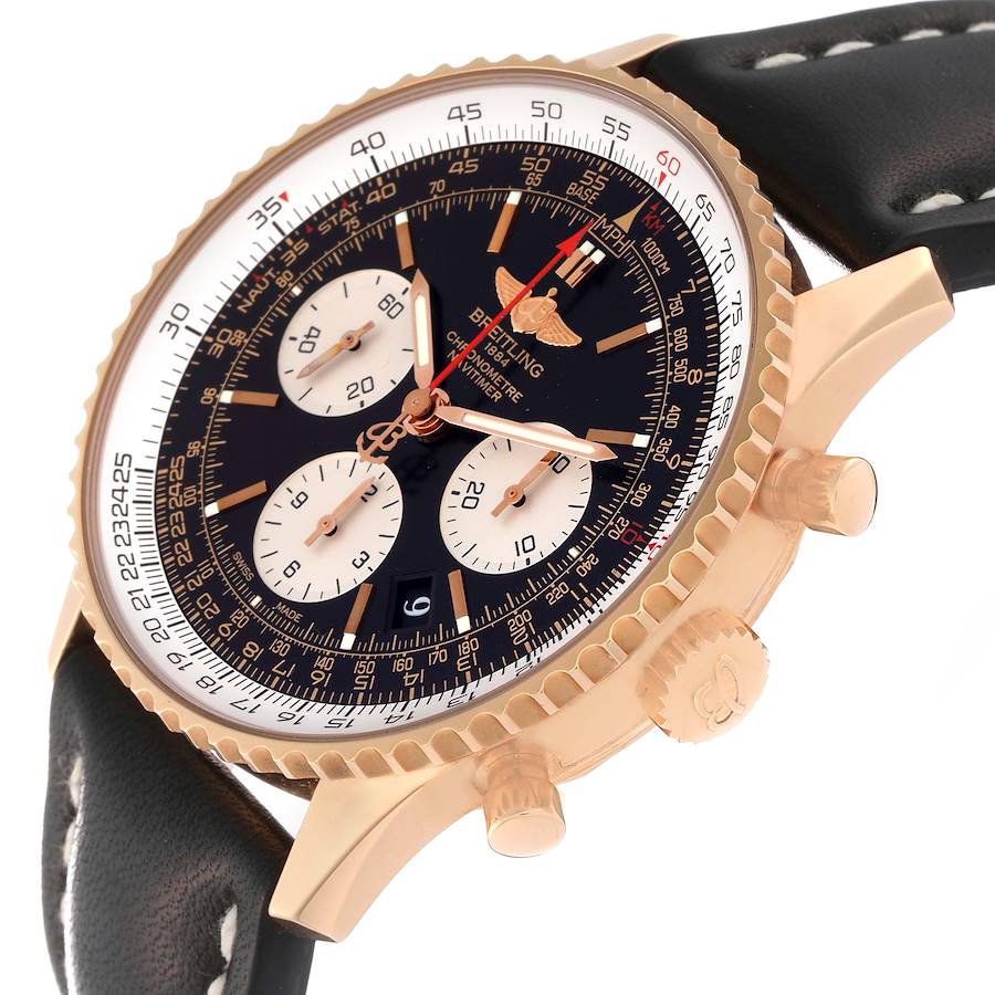 Breitling Navitimer 01 Rose Gold Black Dial Mens Watch RB0120