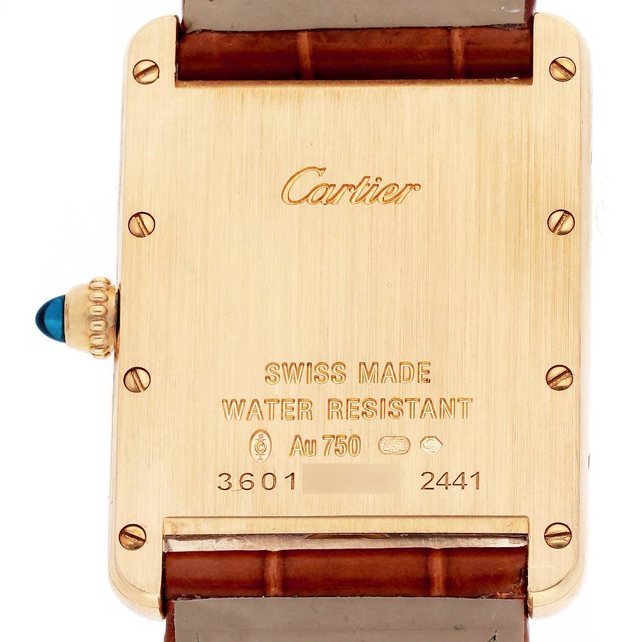 Cartier Tank Louis Yellow Gold Leather Strap Mens Watch W1529756