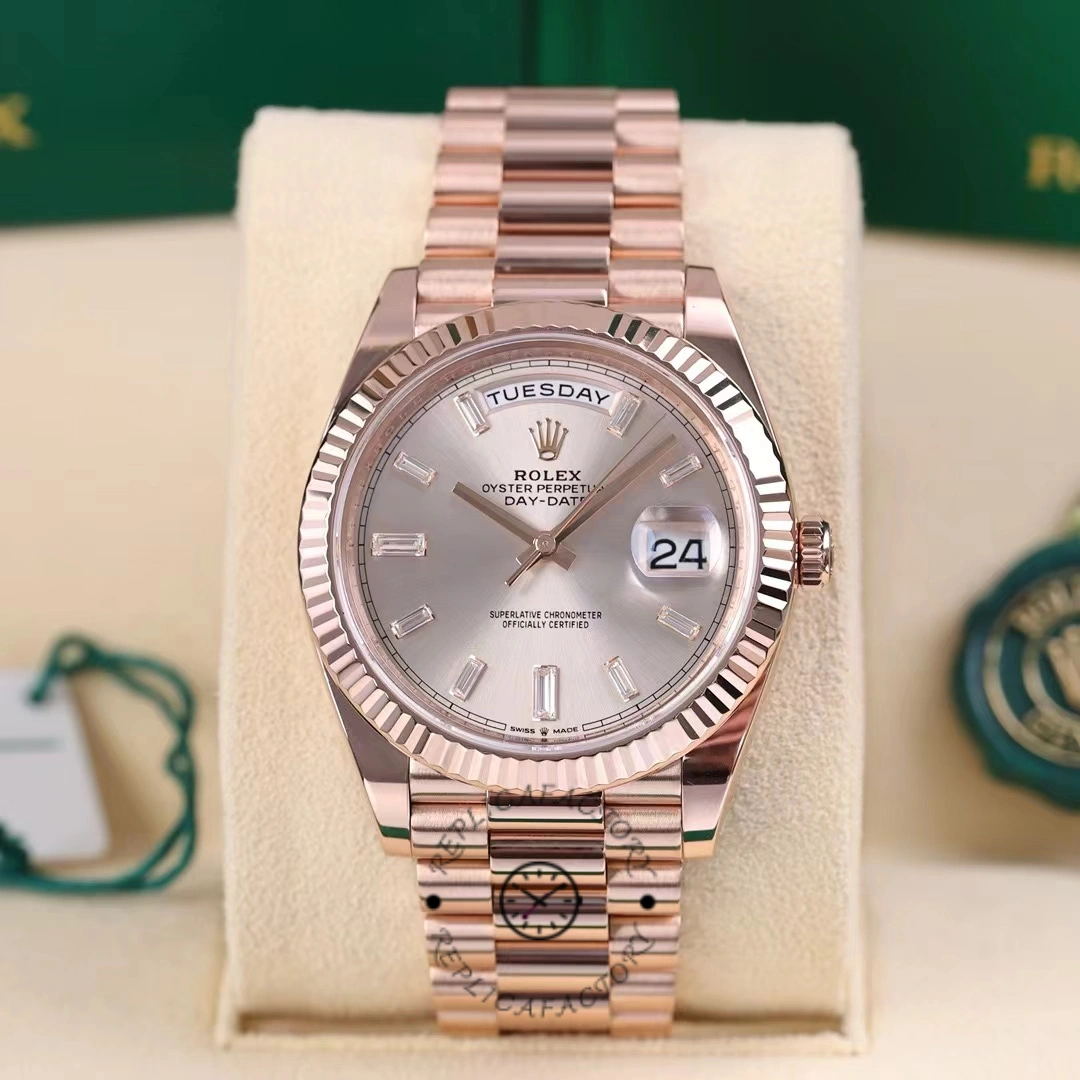 CC Rolex Day-Date 228235 Sundust Index Dial Fluted Bezel 40mm Mens Replica Watch