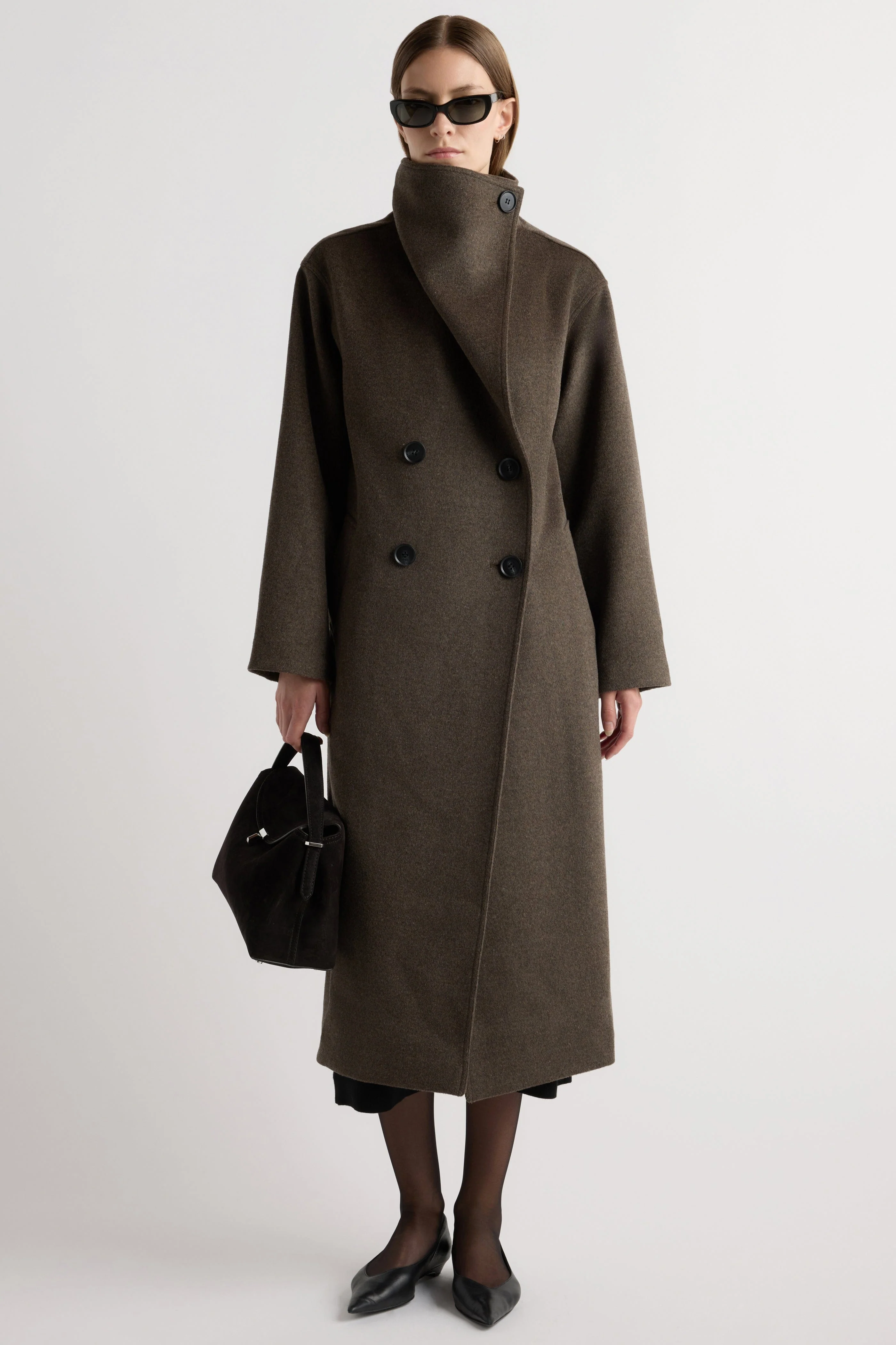Zephra Wool-Blend Collared Maxi Coat
