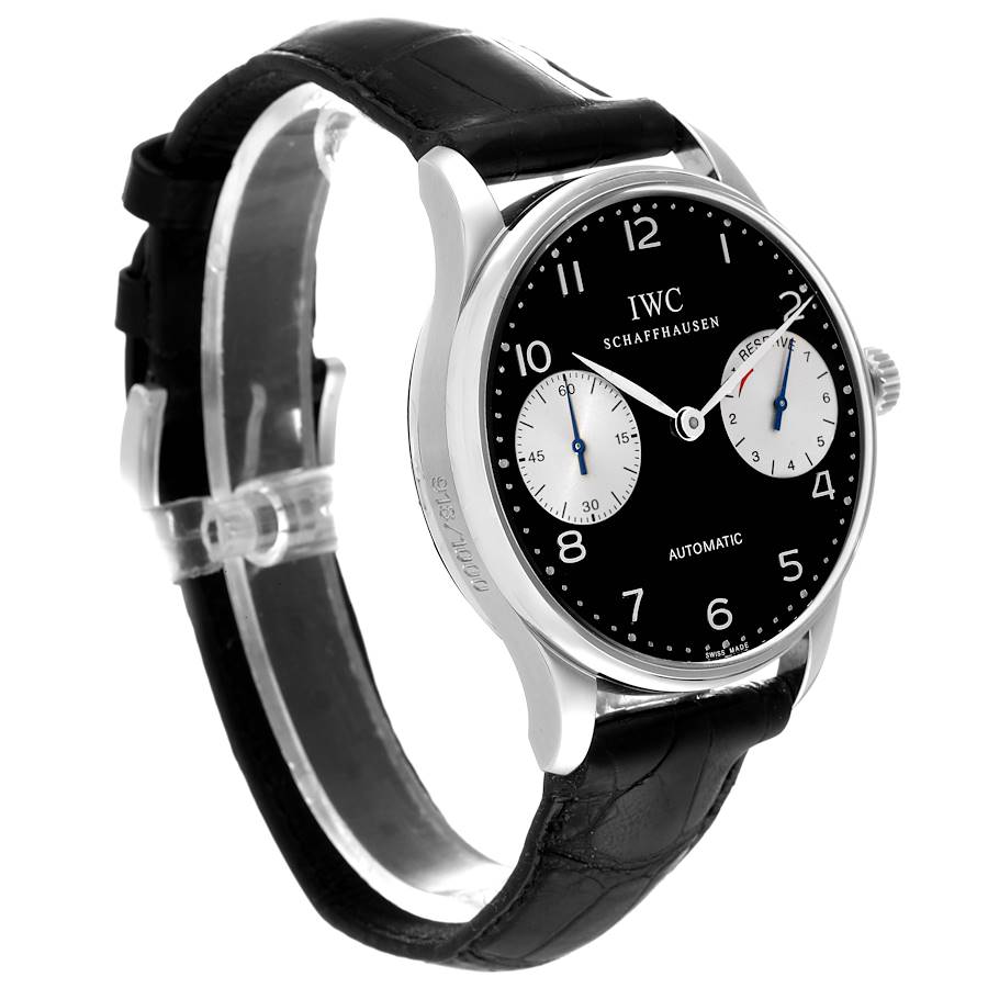 IWC Portuguese 7 Day Black Dial Limited Edition Steel Mens Watch IW500001
