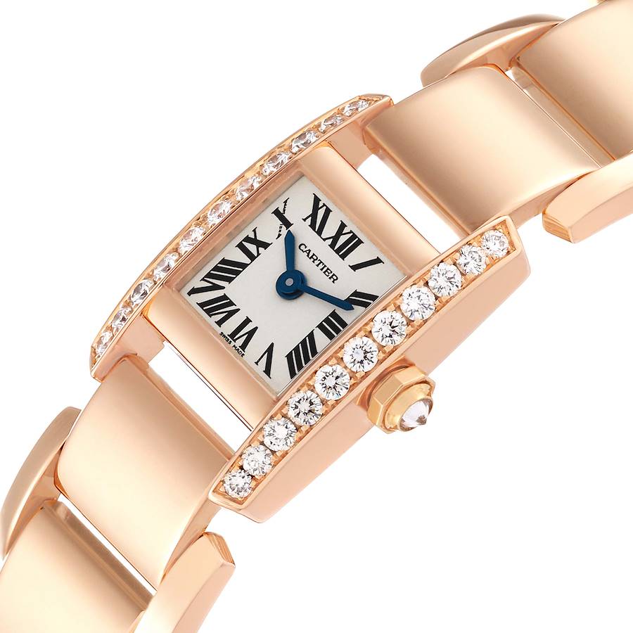 Cartier Tankissime Silver Dial Rose Gold Diamond Ladies Watch WE70058H