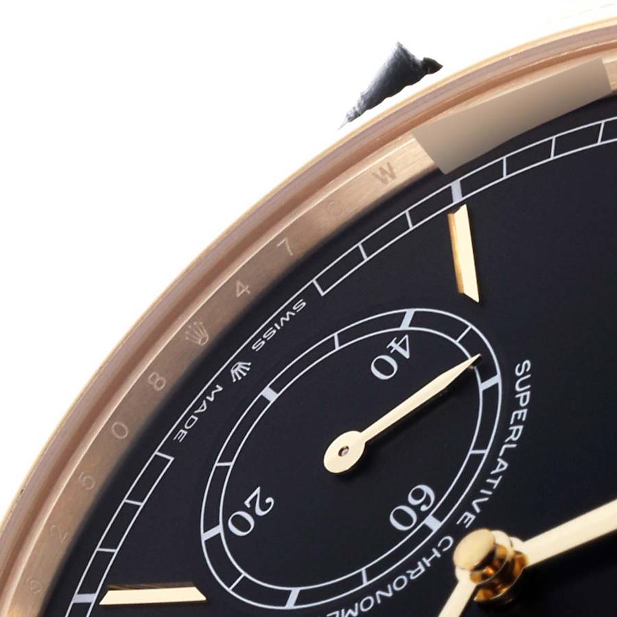 Rolex 1908 Yellow Gold Black Dial Mens Watch 52508 Card