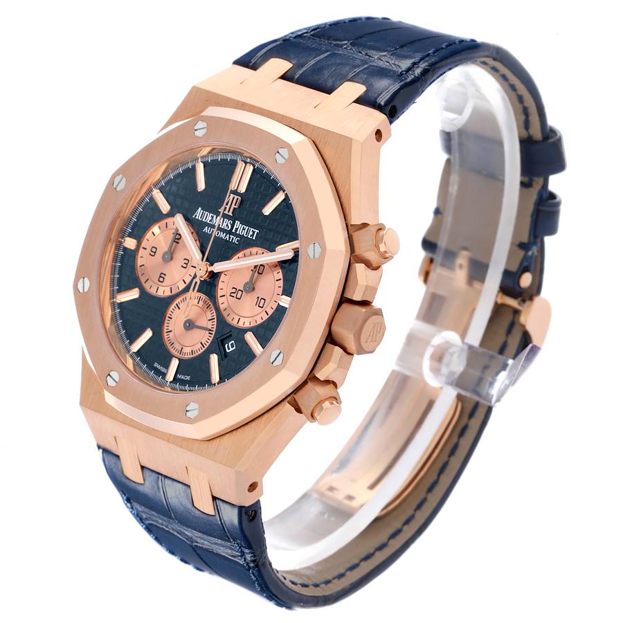 Audemars Piguet Royal Oak Blue Dial Rose Gold Chronograph Watch 26331OR