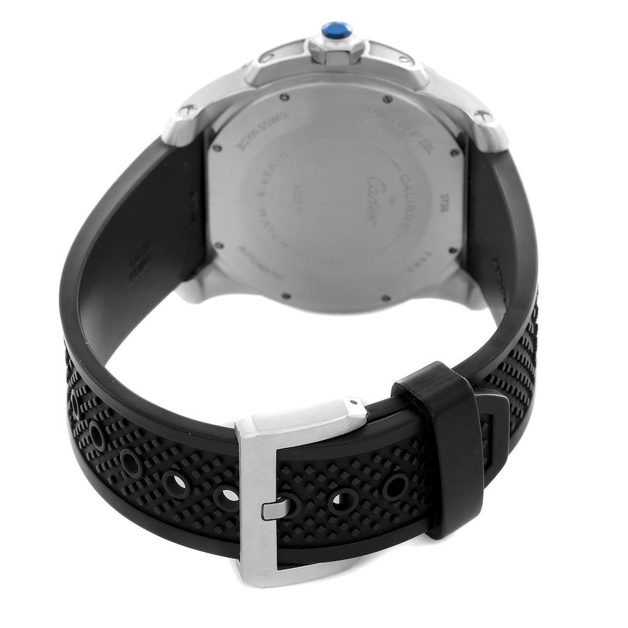 Cartier Calibre Diver Black Dial Rubber Strap Steel Mens Watch W7100056