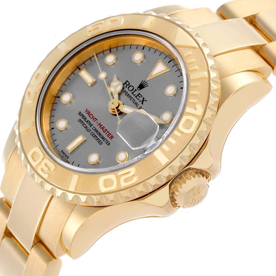 Rolex Yachtmaster 29 Yellow Gold Silver Dial Ladies Watch 169628
