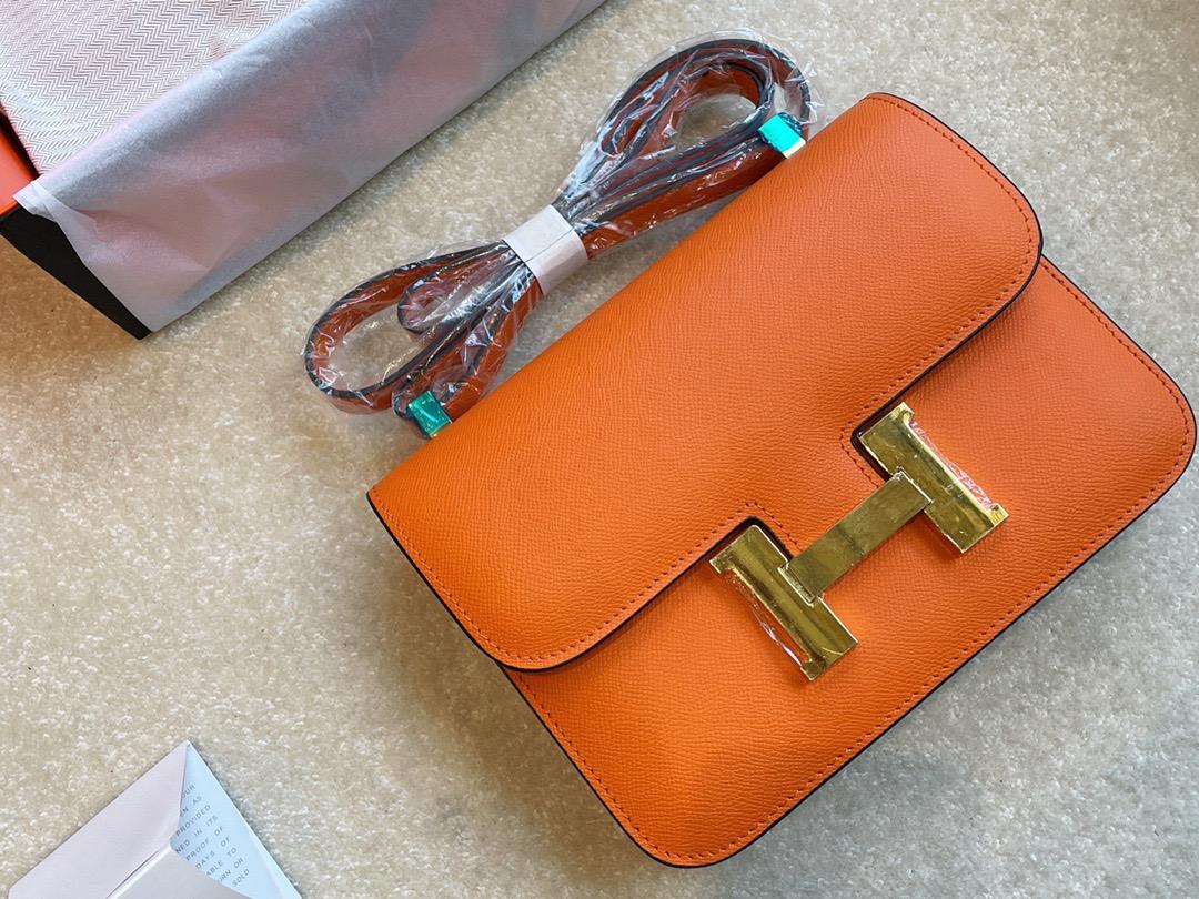 Hermes Constance Mini Epsom Gold-Toned Hardware Orange 18Cm