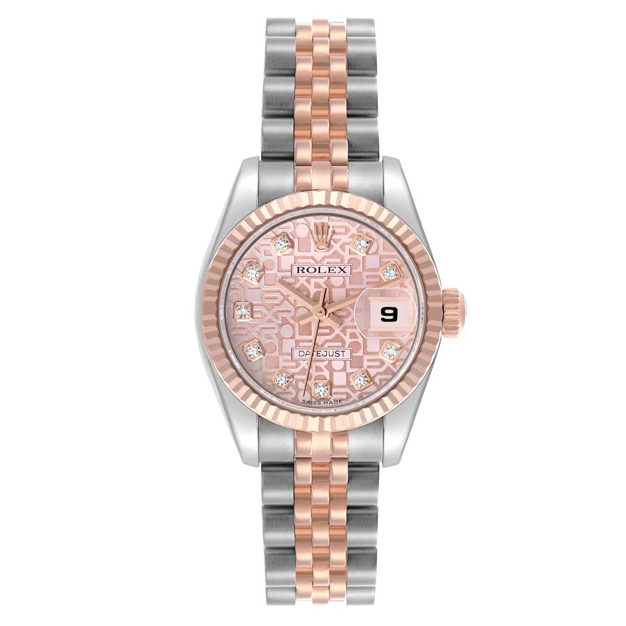 Rolex Datejust Steel Rose Gold Pink Diamond Dial Ladies Watch 179171
