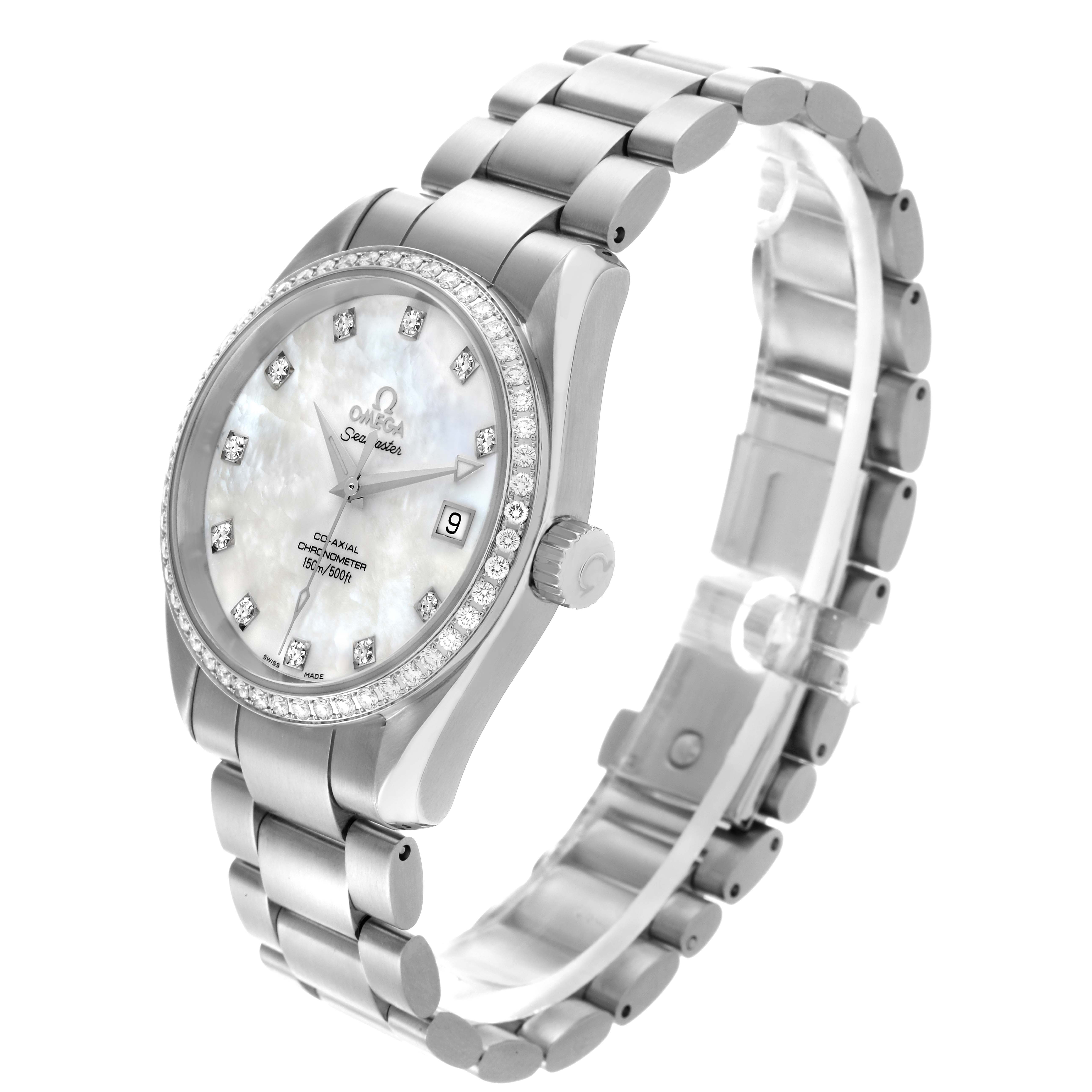 Omega Aqua Terra Steel Mother Of Pearl Diamond Ladies Watch 36.0 MM 2509.75.00