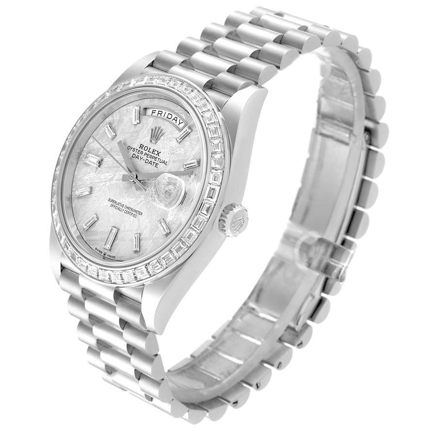 Rolex Day-Date 40 President Platinum Meteorite Diamond Mens Watch 228396