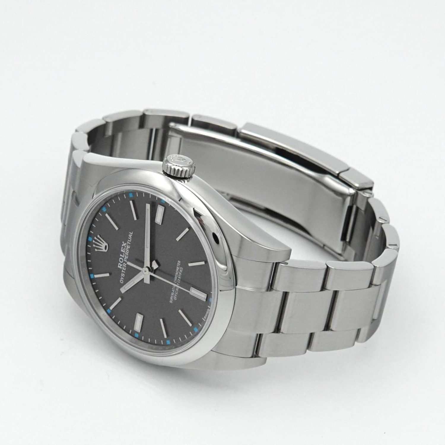 Rolex Oyster Perpetual 39mm Dark Rhodium Dial Watch 114300-0001