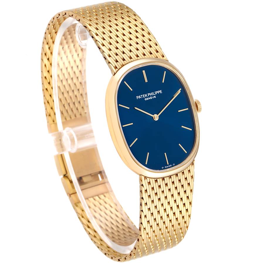 Patek Philippe Golden Ellipse 18k Yellow Gold Blue Dial Watch 3748