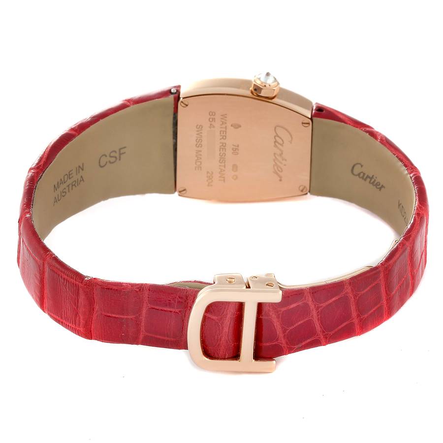 Cartier La Dona Rose Gold Diamond Red Strap Ladies Watch WE600651