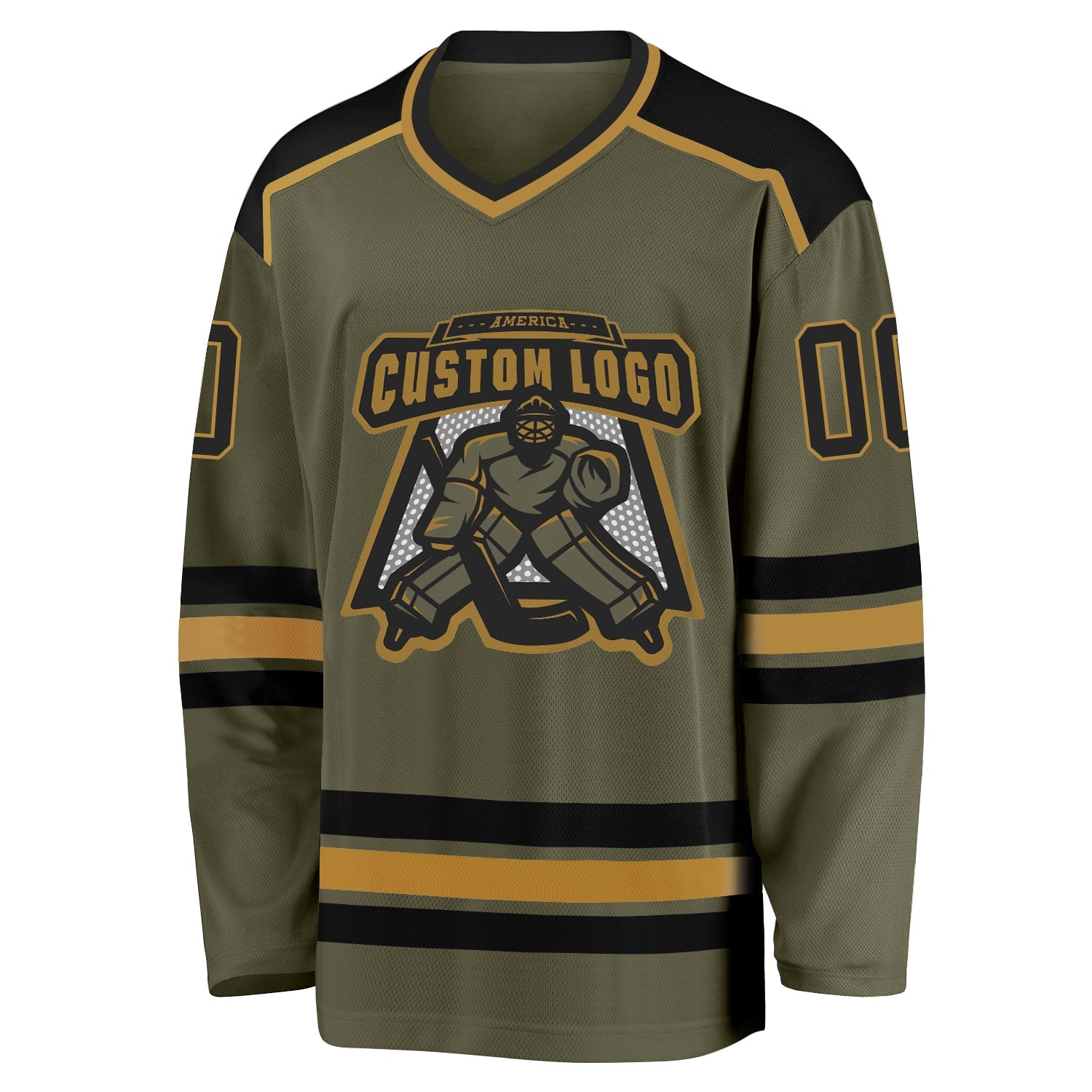 Custom Olive Black-Old Gold Salute To Service So Cool Hockey Jersey