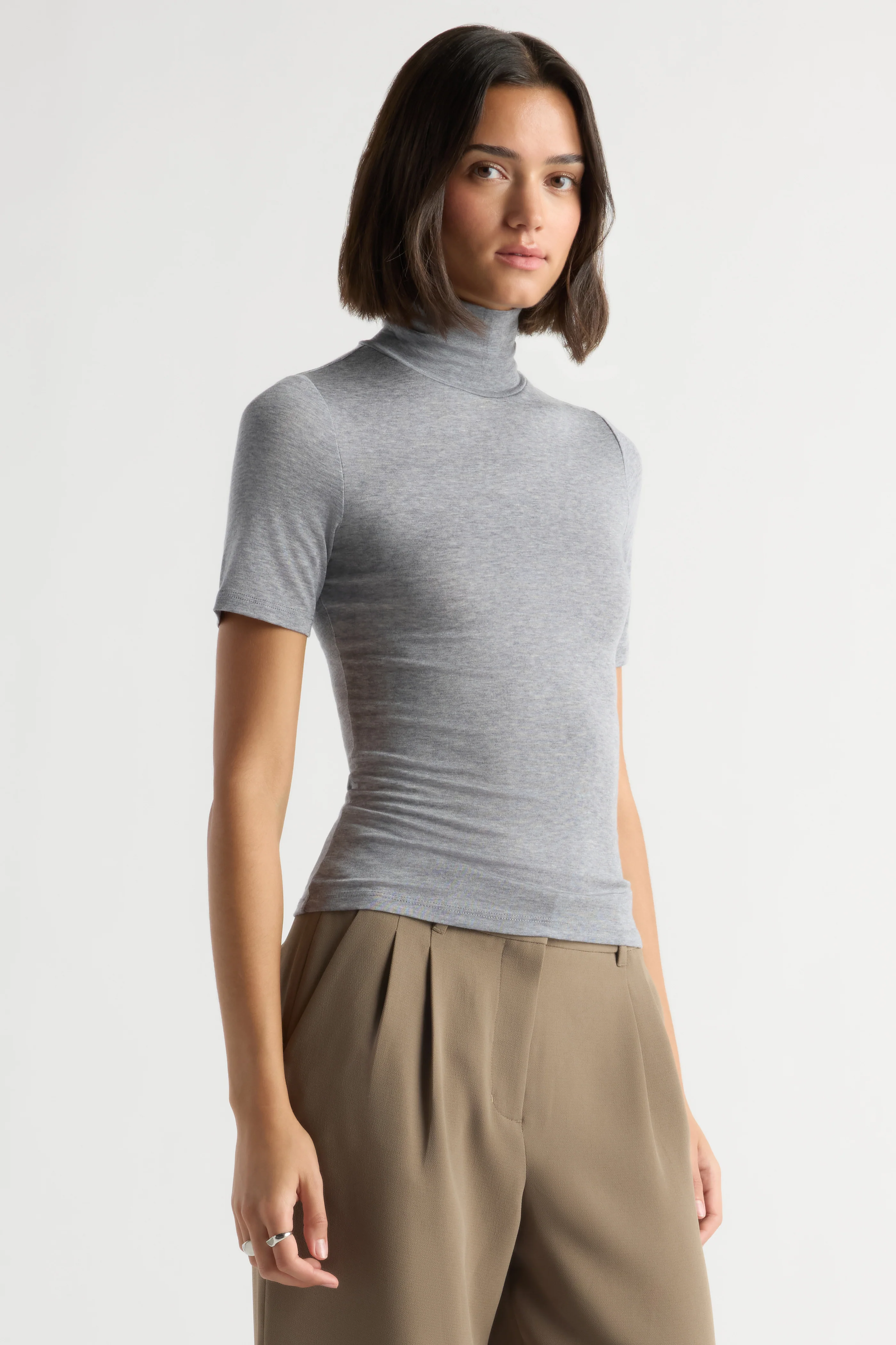 Gianni Mock-Neck Semi-Sheer Tee