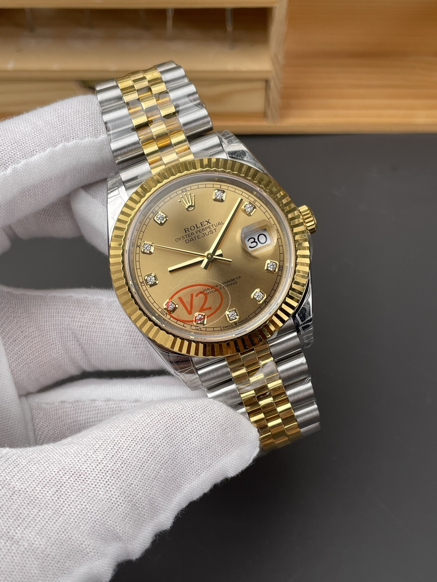 Two-tone Champagne Diamond Dial Datejust V2 Version