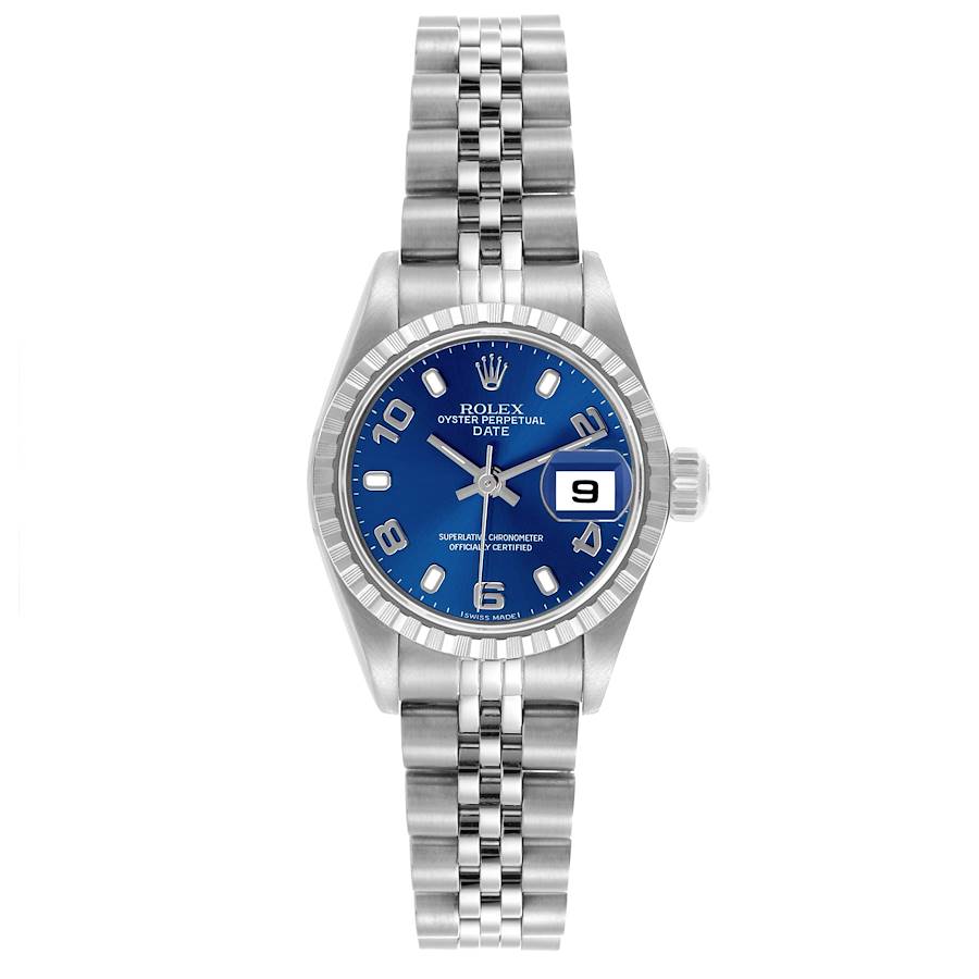 Rolex Date Blue Dial Jubilee Bracelet Steel Ladies Watch 79240 Papers