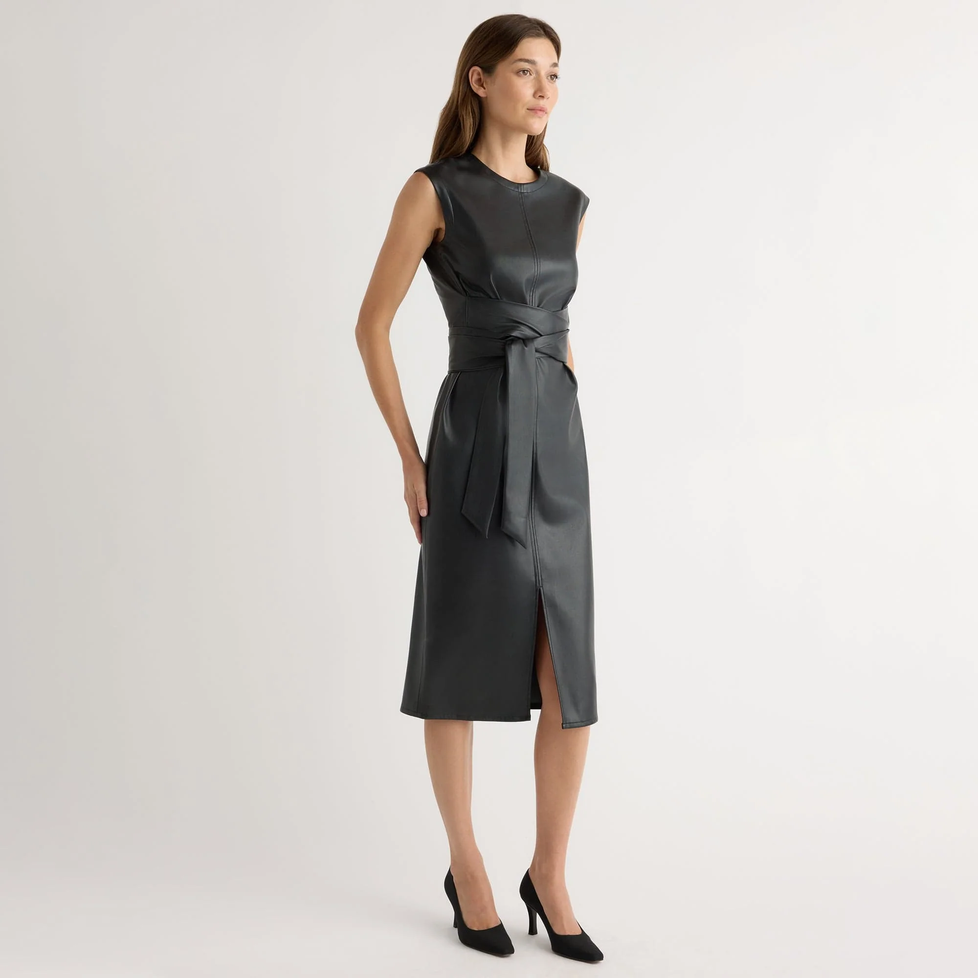 Pilar Vegan Leather Tie-Front Dress