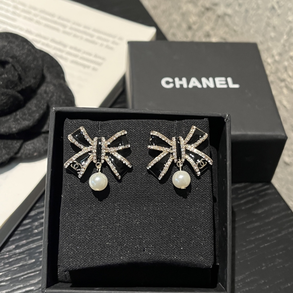 Chanel Cc Costume Earrings Black Abg402 B21902 U3576