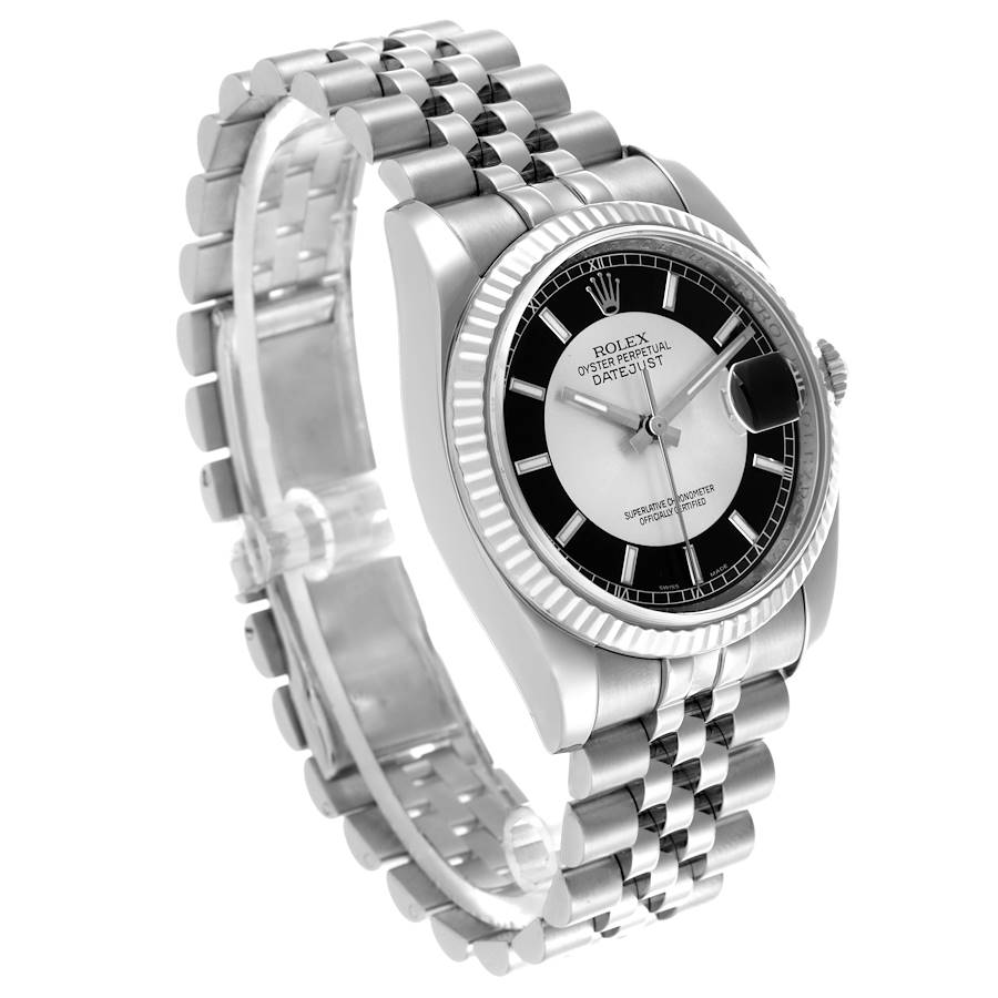 Rolex Datejust Steel White Gold Tuxedo Dial Mens Watch 116234