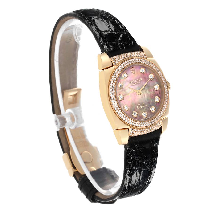 Rolex Cellini Cestello Yellow Gold MOP Diamond Ladies Watch 6311