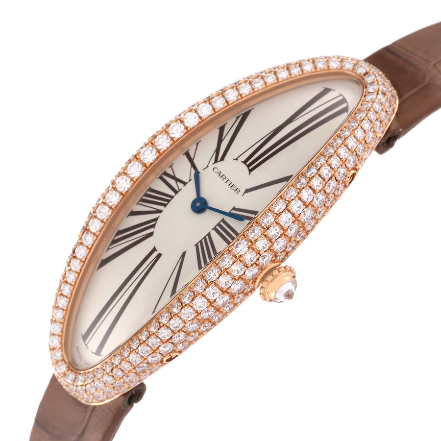 Cartier Baignoire Allongee Rose Gold Diamond Ladies Watch WJBA0006