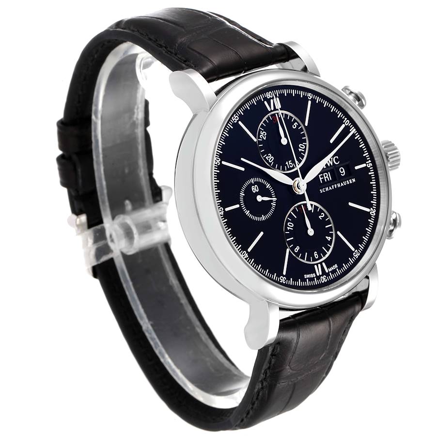 IWC Portofino Steel Black Dial Chronograph Mens Watch IW391008
