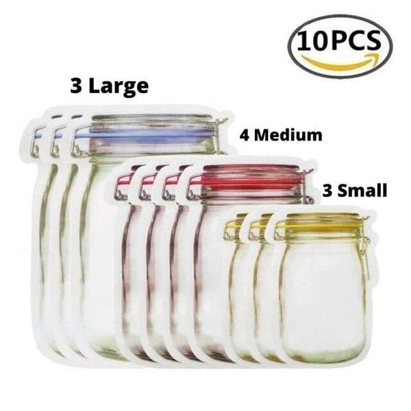 Mason Bottle Ziplock Bags (Set of 10)
