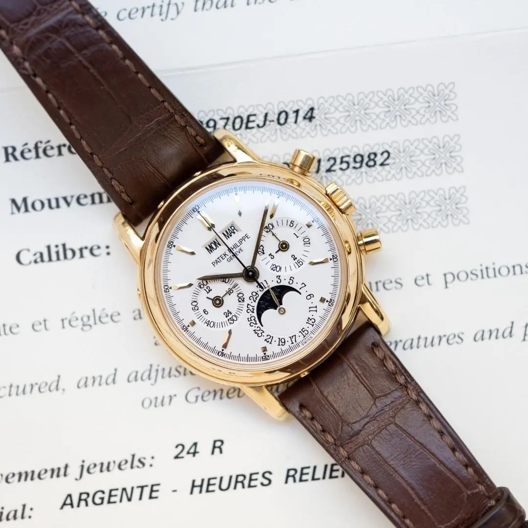 Patek Philippe 18K Yellow Gold Perpetual Calendar Chronograph Watch 3970