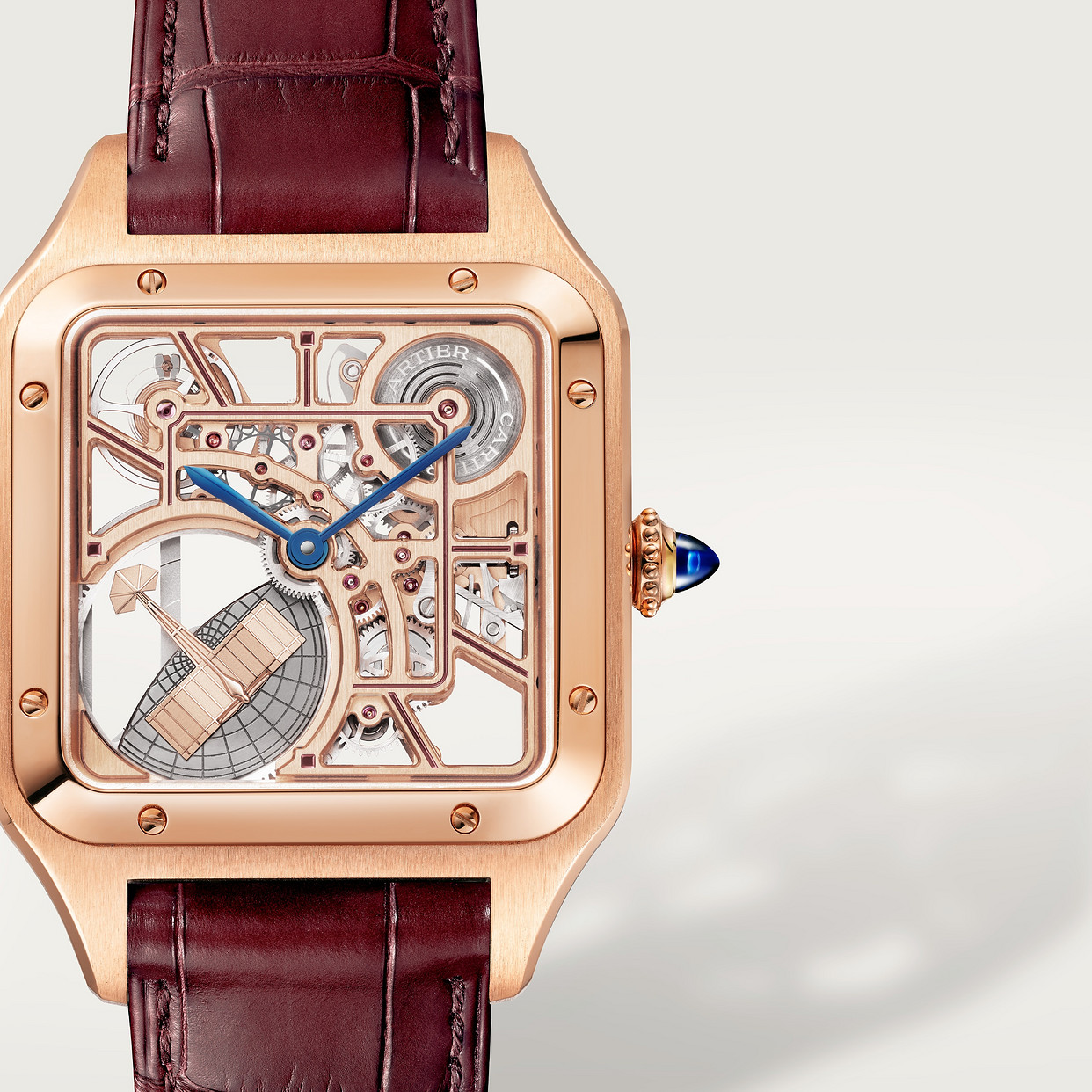Santos-Dumont skeleton watch equipped with a micro-rotor