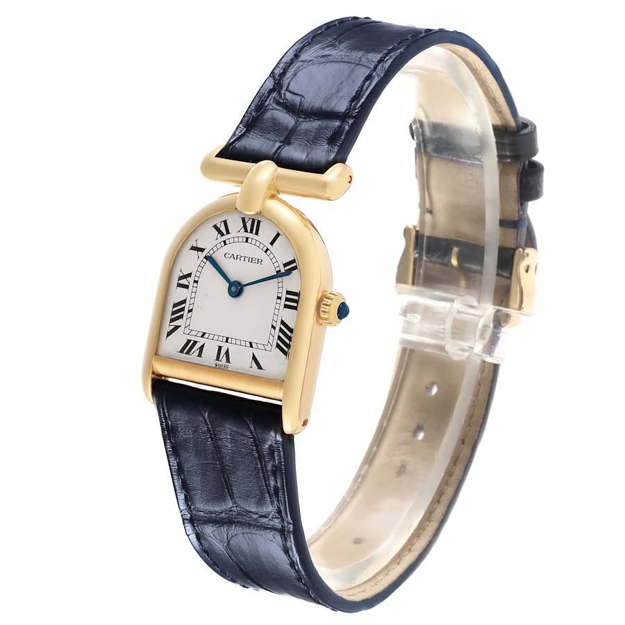 Cartier Cloche Calandre Yellow Gold Silver Dial Ladies Watch 81082