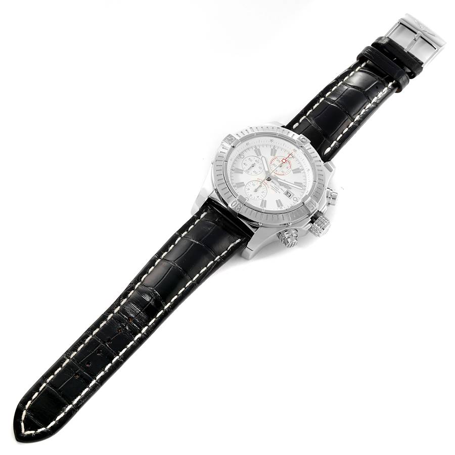 Breitling Super Avenger White Dial Chronograph Steel Mens Watch A13370