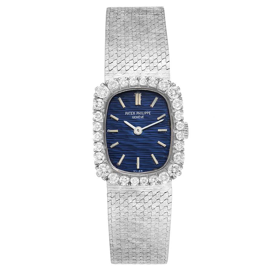 Patek Philippe 18k White Gold Diamond Bezel Cocktail Ladies Watch 4102