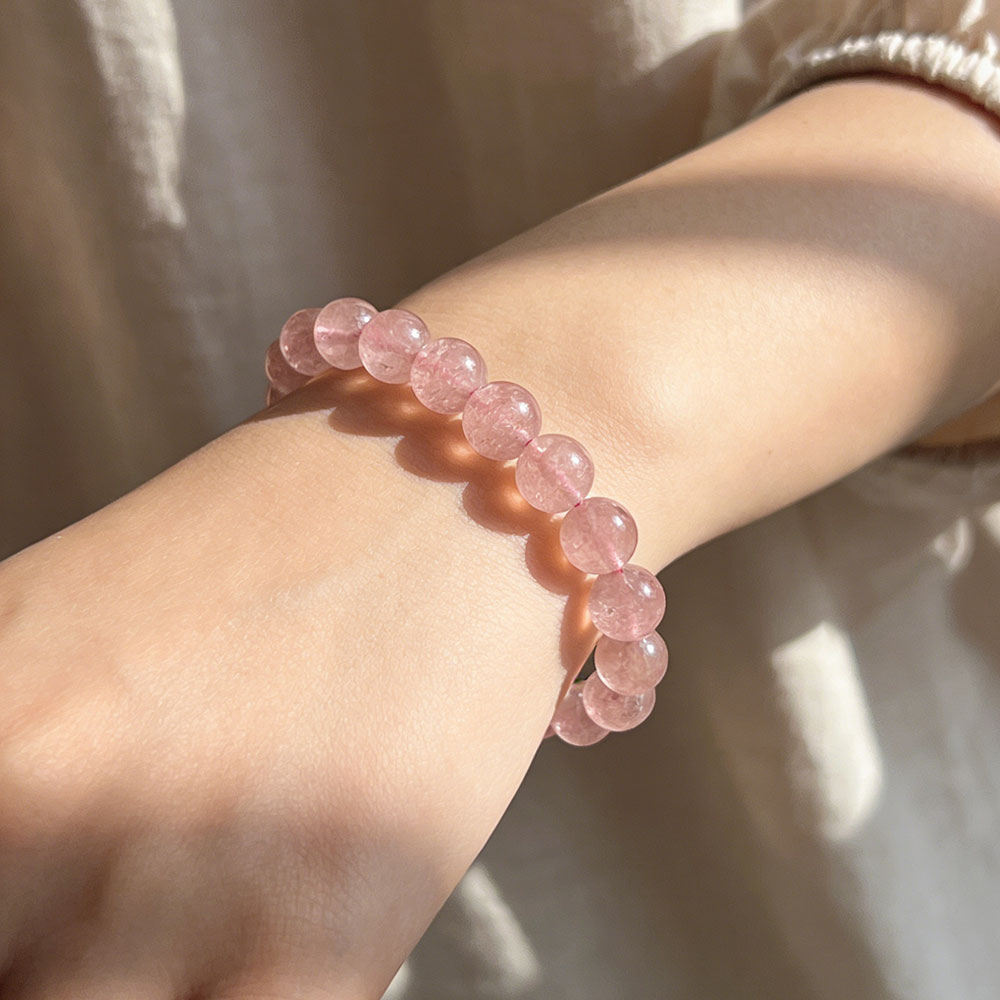 8mm Strawberry Quartz Love Bracelet | Heart Chakra Healing & Attraction