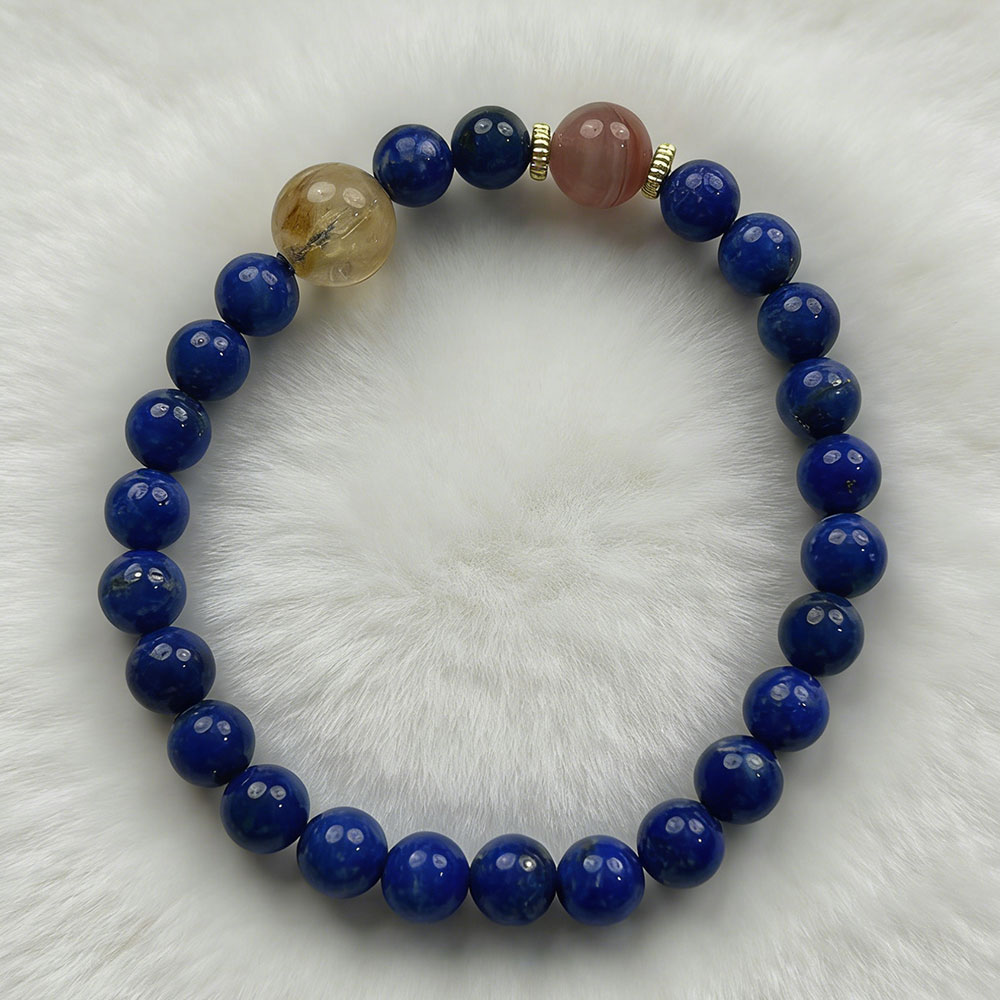 Natural Lapis Lazuli 4mm Beaded Bracelet, Wisdom & Study Healing Crystal, Calm Balance Spiritual Jewelry