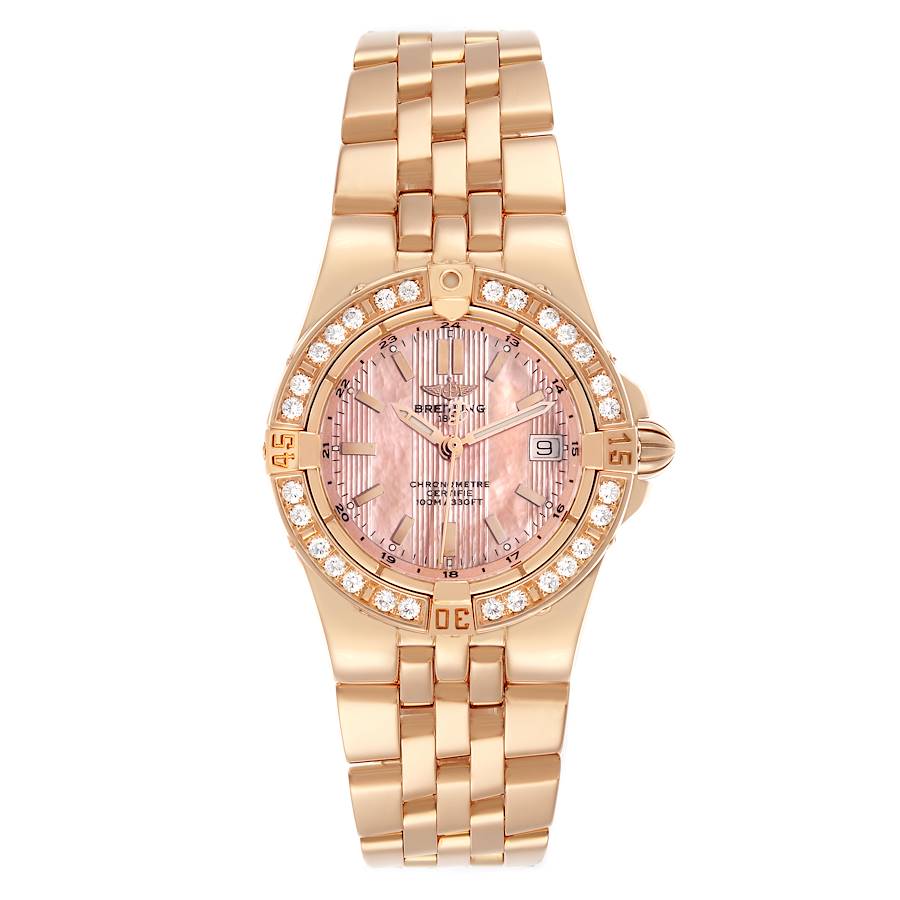 Breitling Starliner Yellow Gold Mother of Pearl Diamond Ladies Watch H71340