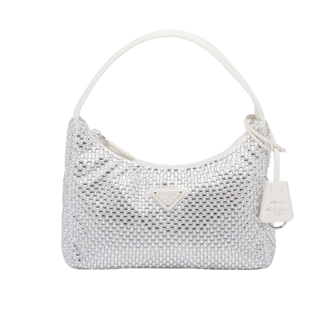 Prada Satin Mini Bag With Artificial Crystals Silver 21Cm 1Ne515 2Awl F0118