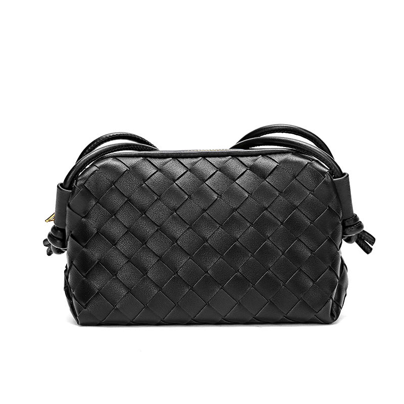 new autumn and winter woven genuine leather bag women's crossbody bag small square bag versatile texture soft leather shoulder bag