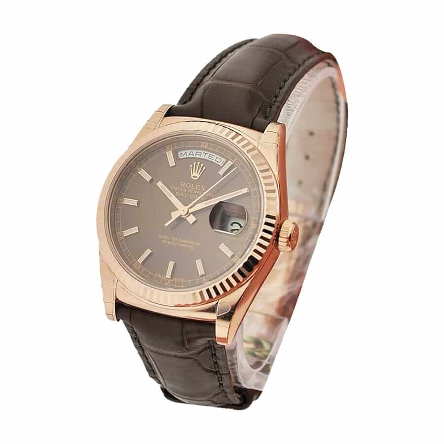 Rolex Day-Date 118135-0002 Super Clone Rose Gold Brown Dial