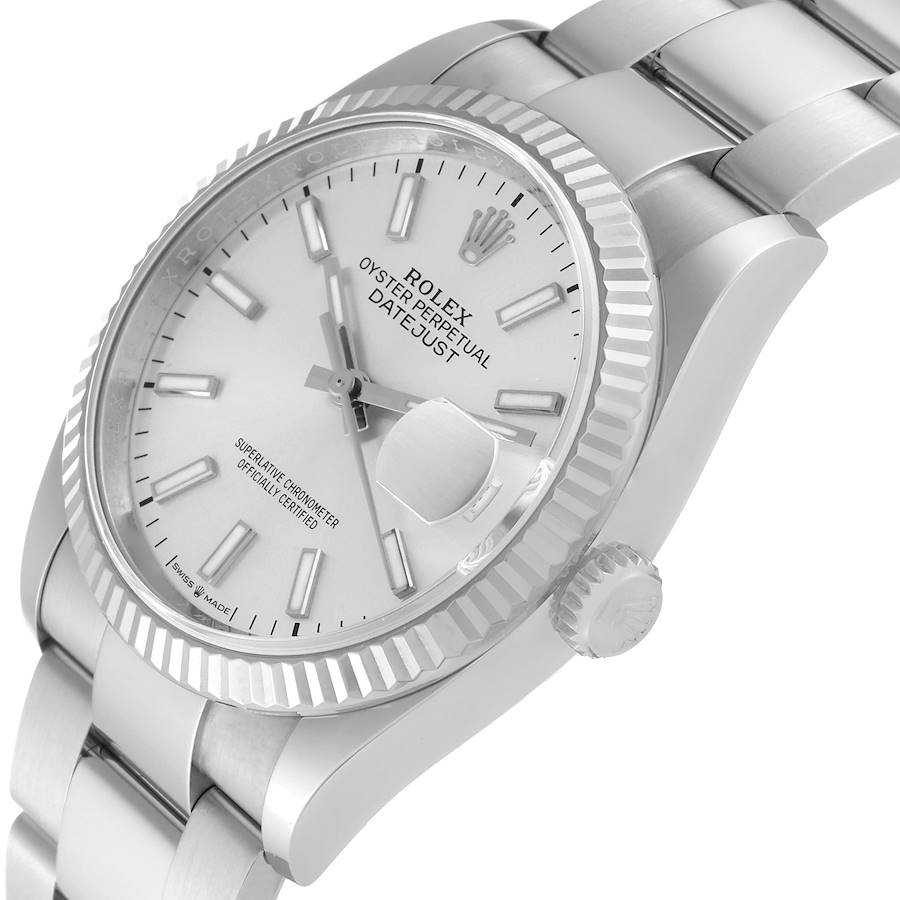 Rolex Datejust Steel White Gold Silver Dial Mens Watch 126234