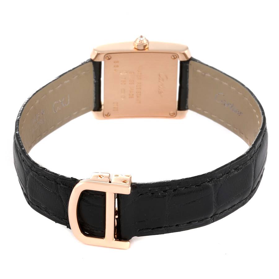 Cartier Tank Francaise Rose Gold Diamond Black Strap Ladies Watch WE104531