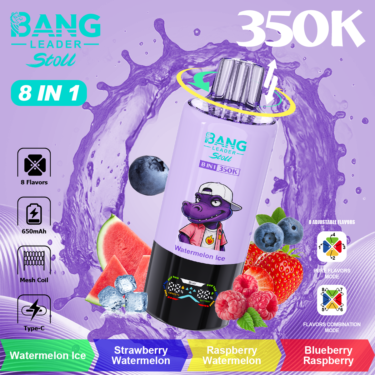 Bang Leader 350K Puffs 8-in-1 Prefilled Vape Device - 8 Flavours, Rechargeable, 3% / 5% Nicotine