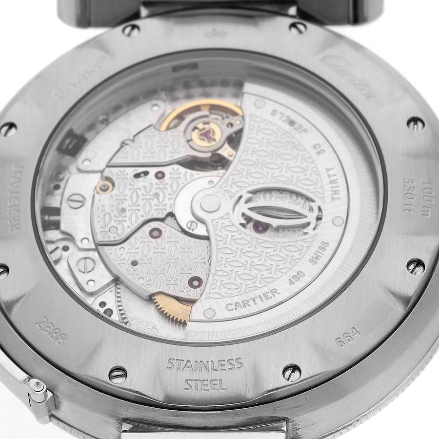 Cartier Pasha Power Reserve Silver Dial Steel Mens Watch W31037H3