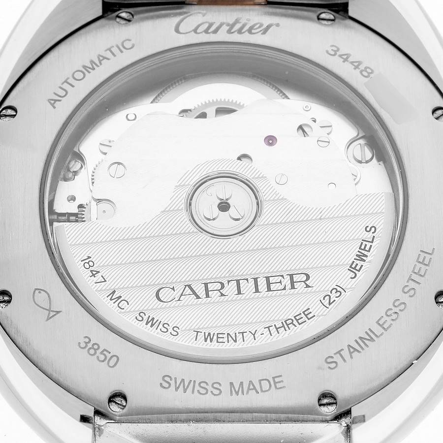 Cartier Cle 40mm Steel Rose Gold Silver Dial Mens Watch W2CL0002